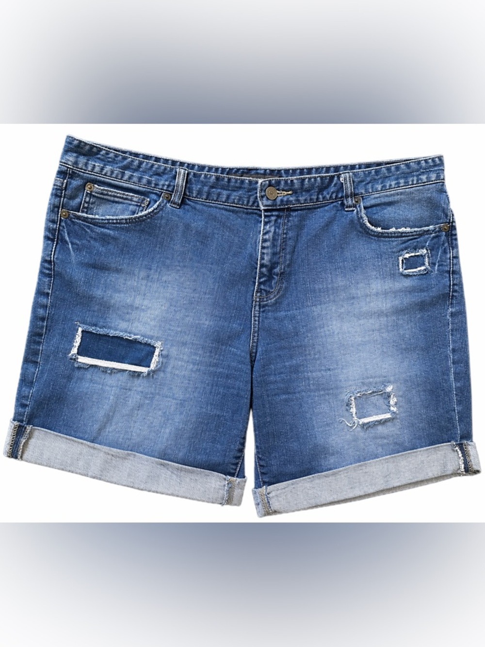 Calvin Klein Women’s Distressed Blue Denim Jean Shorts 33/16